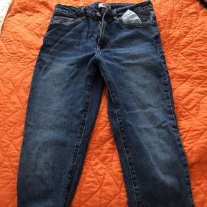 Mom jeans distressed at the bottom